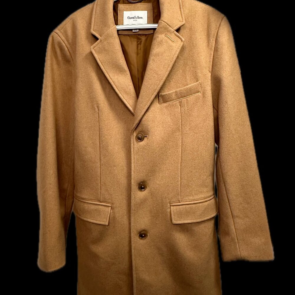 Goodfellow & Co Wool Blend Topcoat Men's Small Camel Tan Overcoat Winter Coat